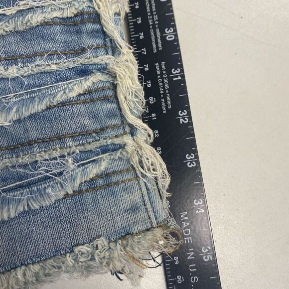 REELISTIK NYC Men’s Stacked Denim Distressed Jeans Size 38 Light Washed Blue - Picture 3 of 11